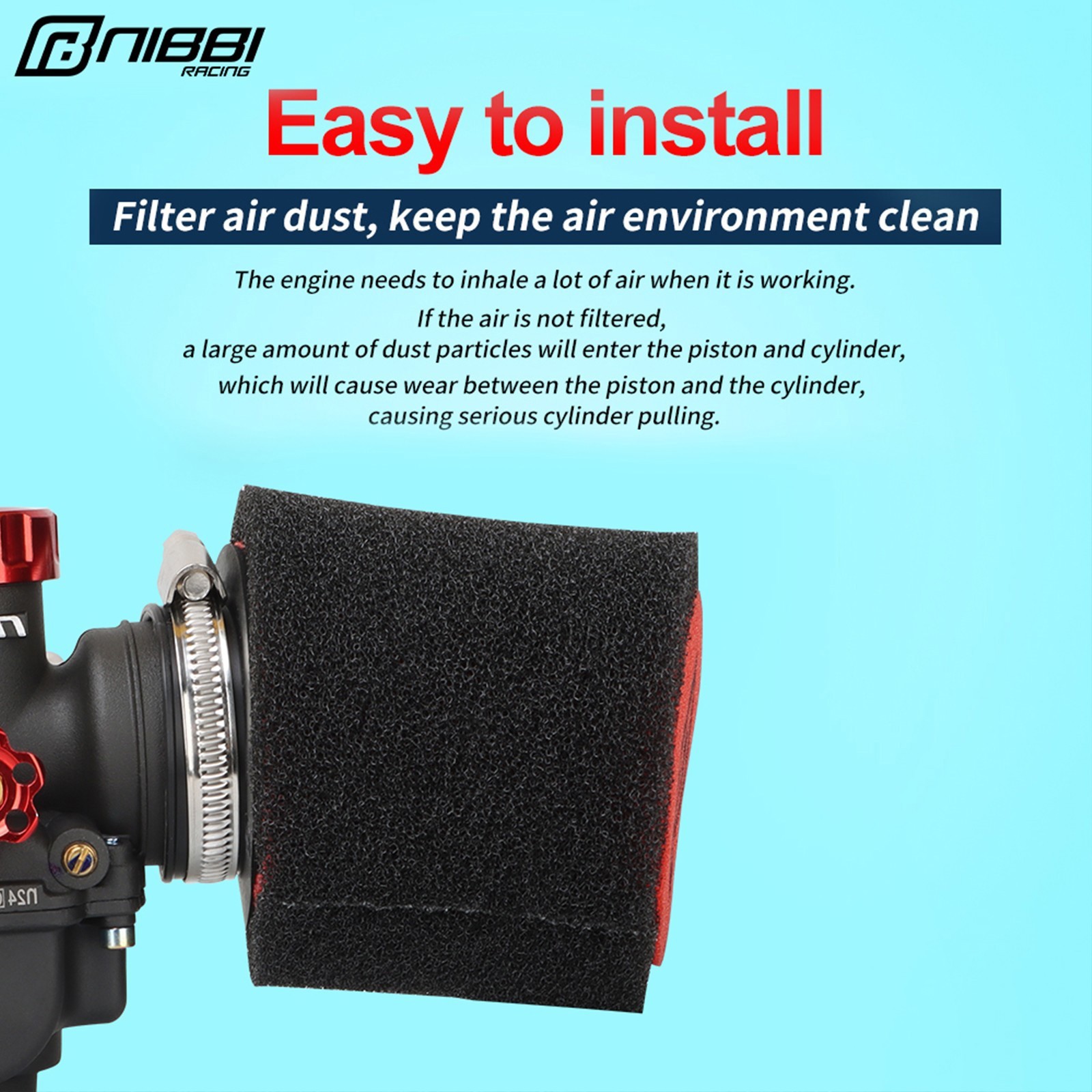 NIBBI PZ19 Carburetor Air Filter For 125cc Coleman Powersports AT125-B Baja ATV