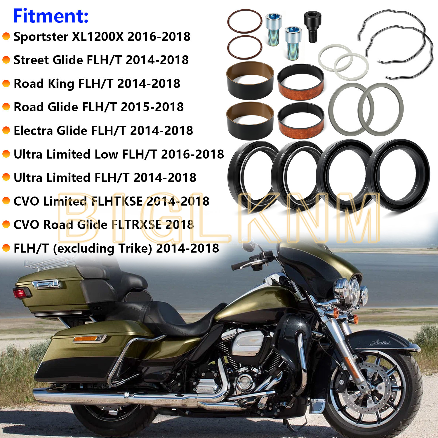 Front End Fork Leg Rebuild Seal Boot Kit 49mm For Harley Sportster XL1200X 16-18