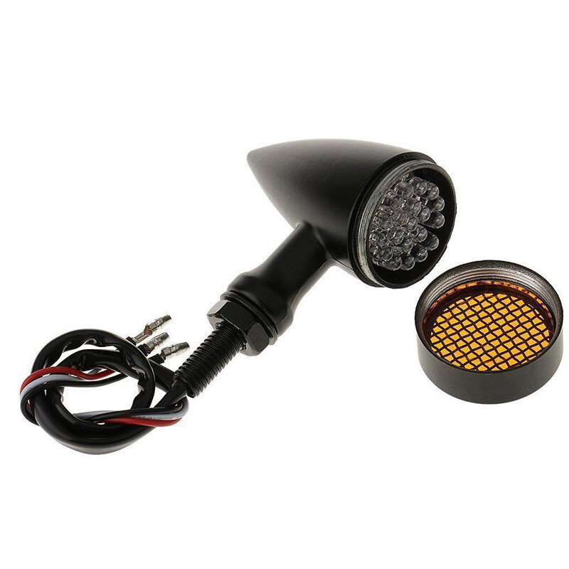 Black Motorcycle LED Turn Signals Amber Lights For Honda Shadow 750 1100 VTX1800