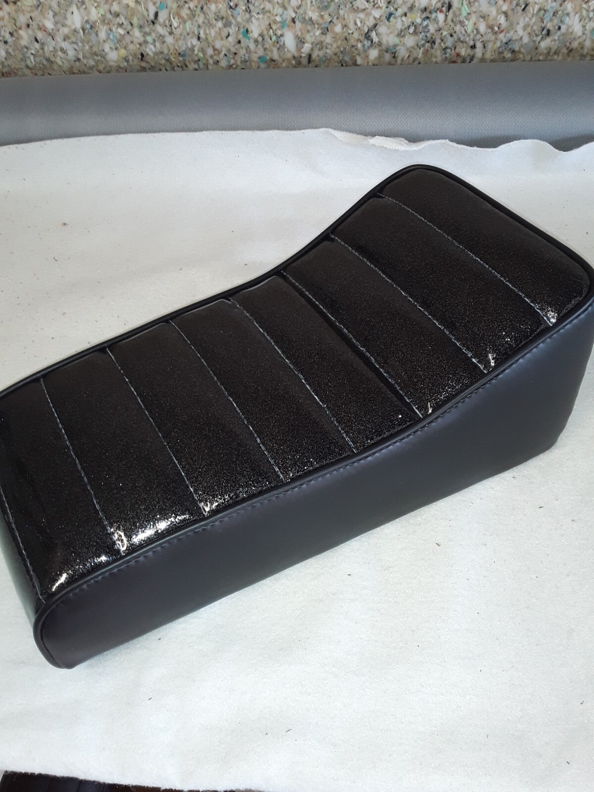 Black w/ Black metal-flake mini -bike seat 16 x 8