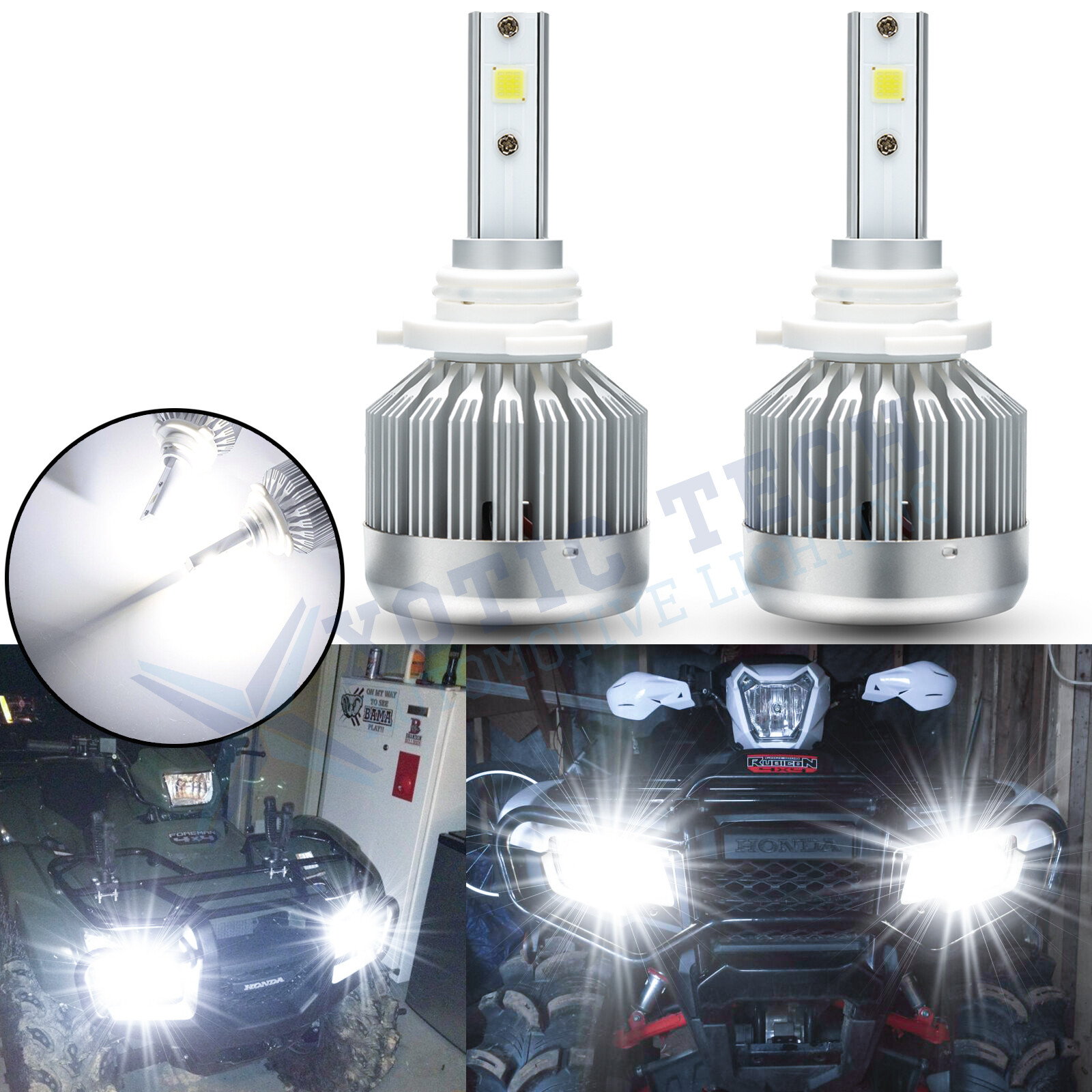 9005 6000K White LED Bulbs Headlight For Honda Foreman Rubicon 500 Rancher 420