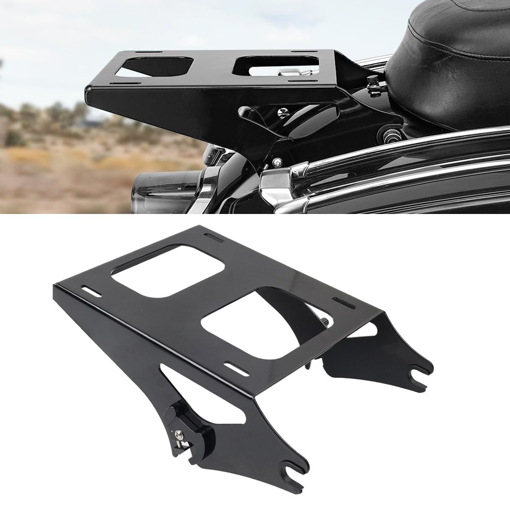 Two-up Tour Pack Pak Trunk Mount Rack Bracket For Harley Road King 14-24 Black