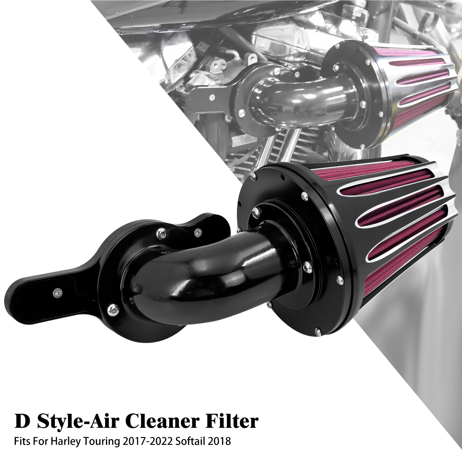 Cone Black Air Filter Red Intake For Harley Softail 2018-2025 Touring 2017-2025