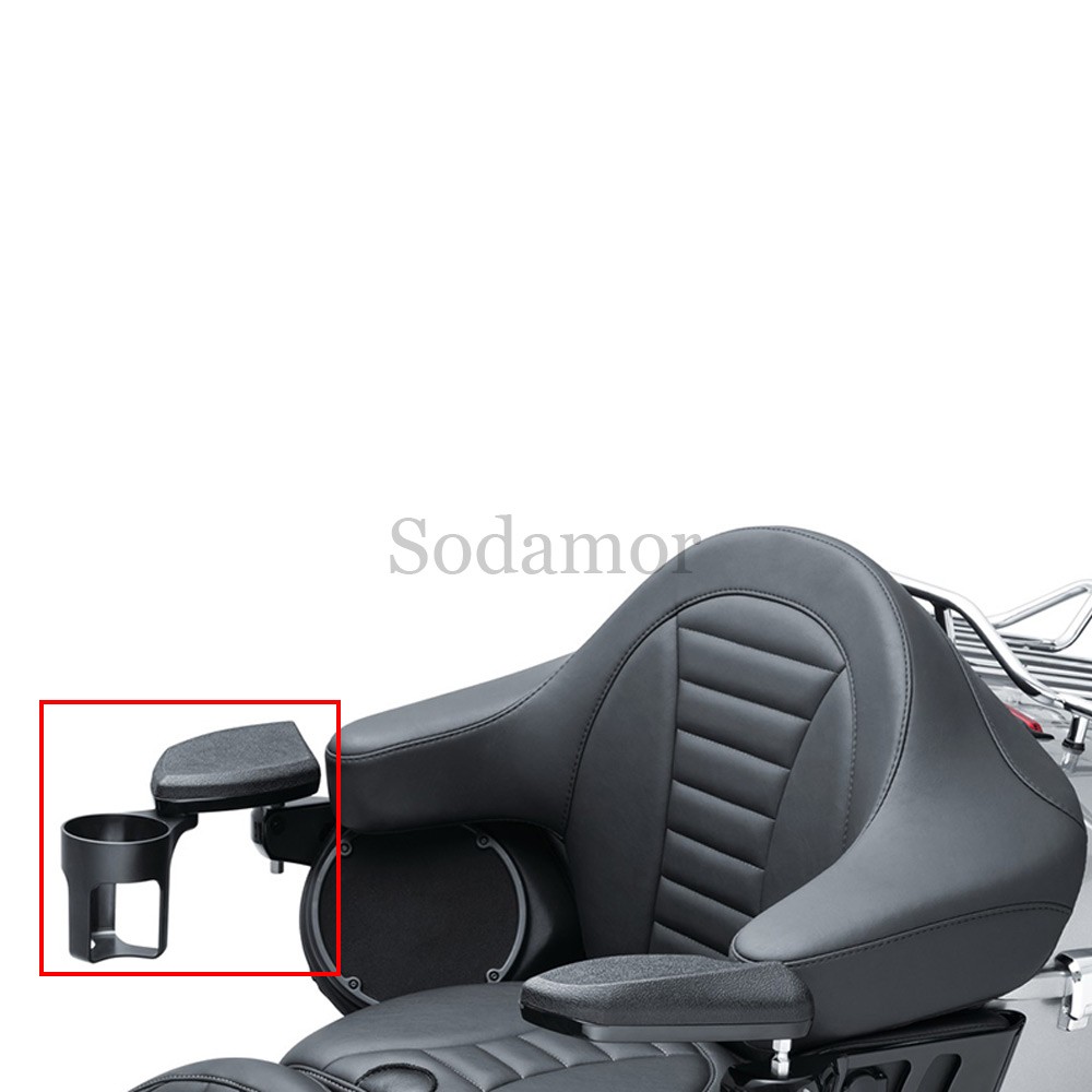 Passenger Armrests w/Drink Cup Holder Chrome For Harley Road Electra Glide 14-UP
