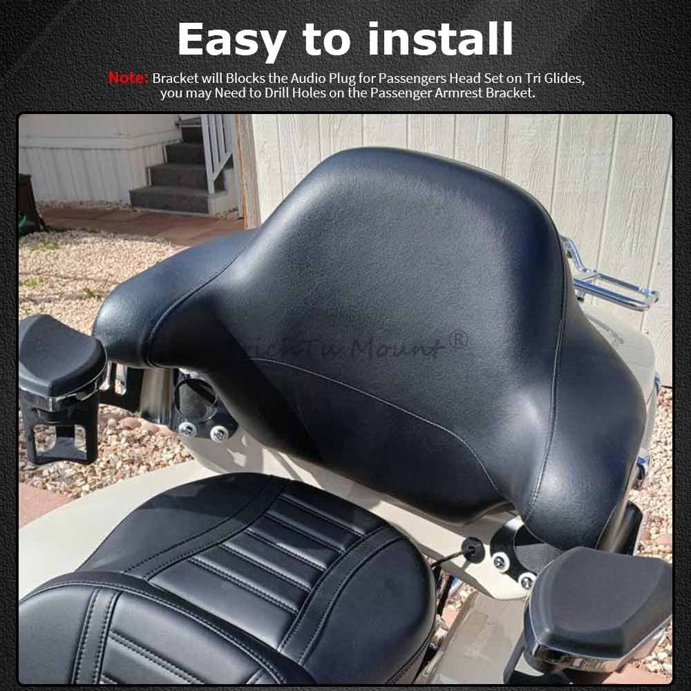 Rear Passenger Arm Rests W/Drink Holder For Harley Touring Electra Road Glide