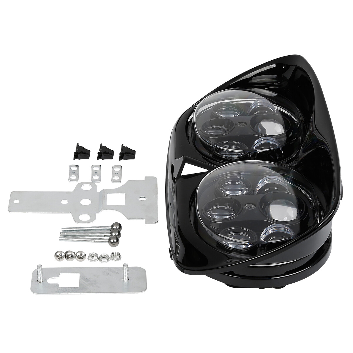 Matt Black Inne Outer Fairing LED Headlight Fit For Harley Road Glide 98-13 99