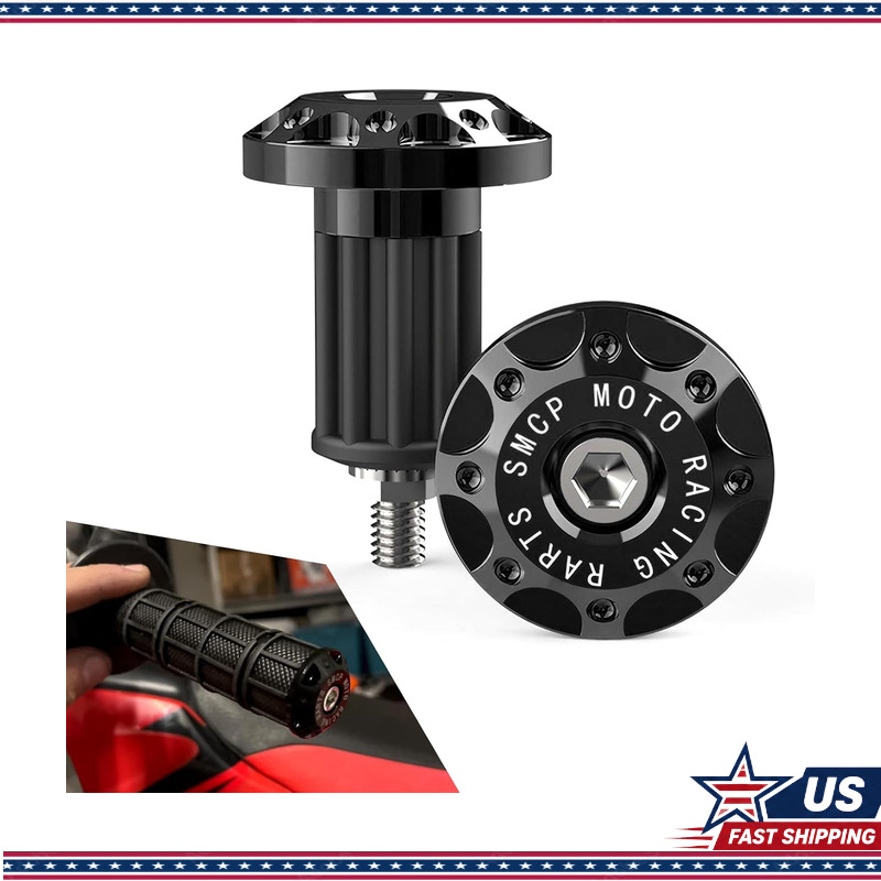 2 PCS Black Metal Handlebar Grip End Caps