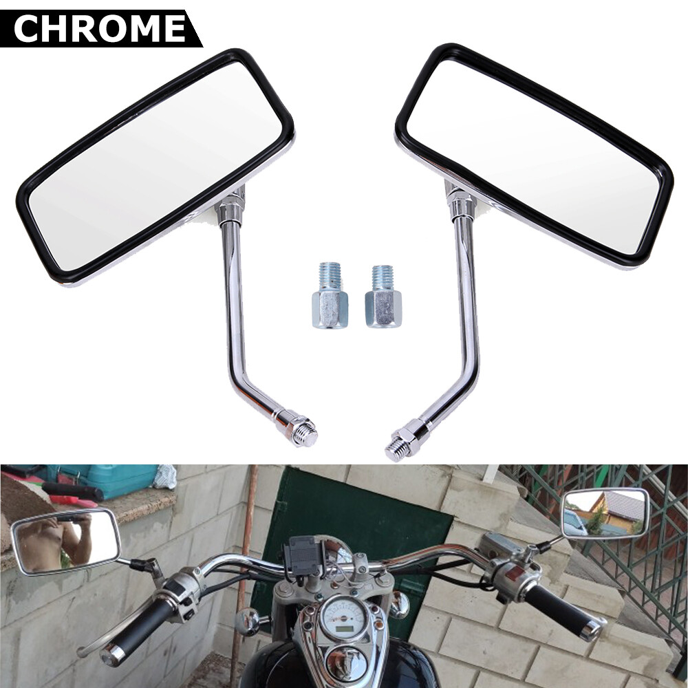 Pair Side Mirrors Rearview Rectangle Chrome For Honda Magna 250 750 V30 V65 V45