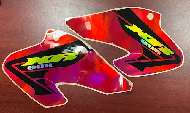 HONDA XR80R XR 80R XR80 GRAPHIC RADIATOR SHROUD HOLOGRAPHIC DECAL 2001 TO 2003