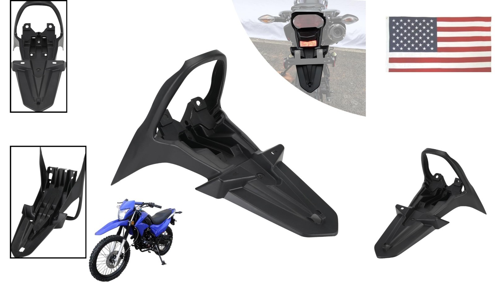 Lightweight Black PP Plastic Rear Fender for Hawk 250 – Reliable Mud Protection