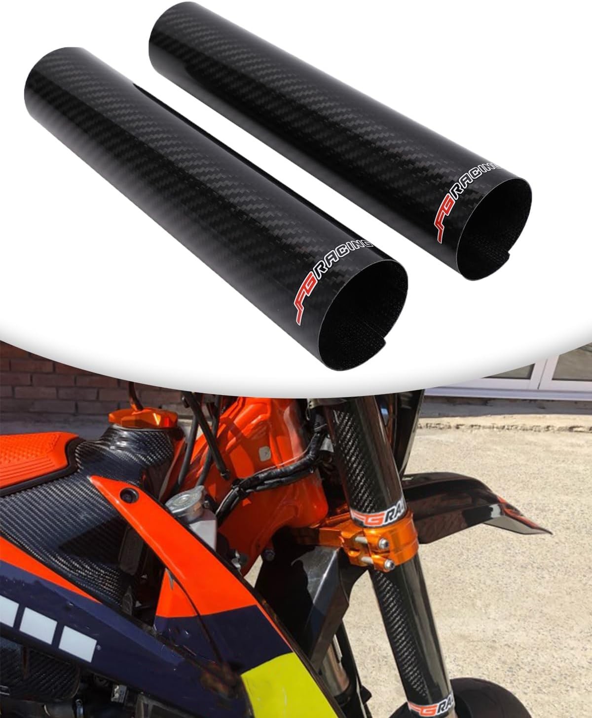 2PCS Motorcycle Carbon Fiber Fork Wrap Boots, 190mm, Front Shock Covers Guard