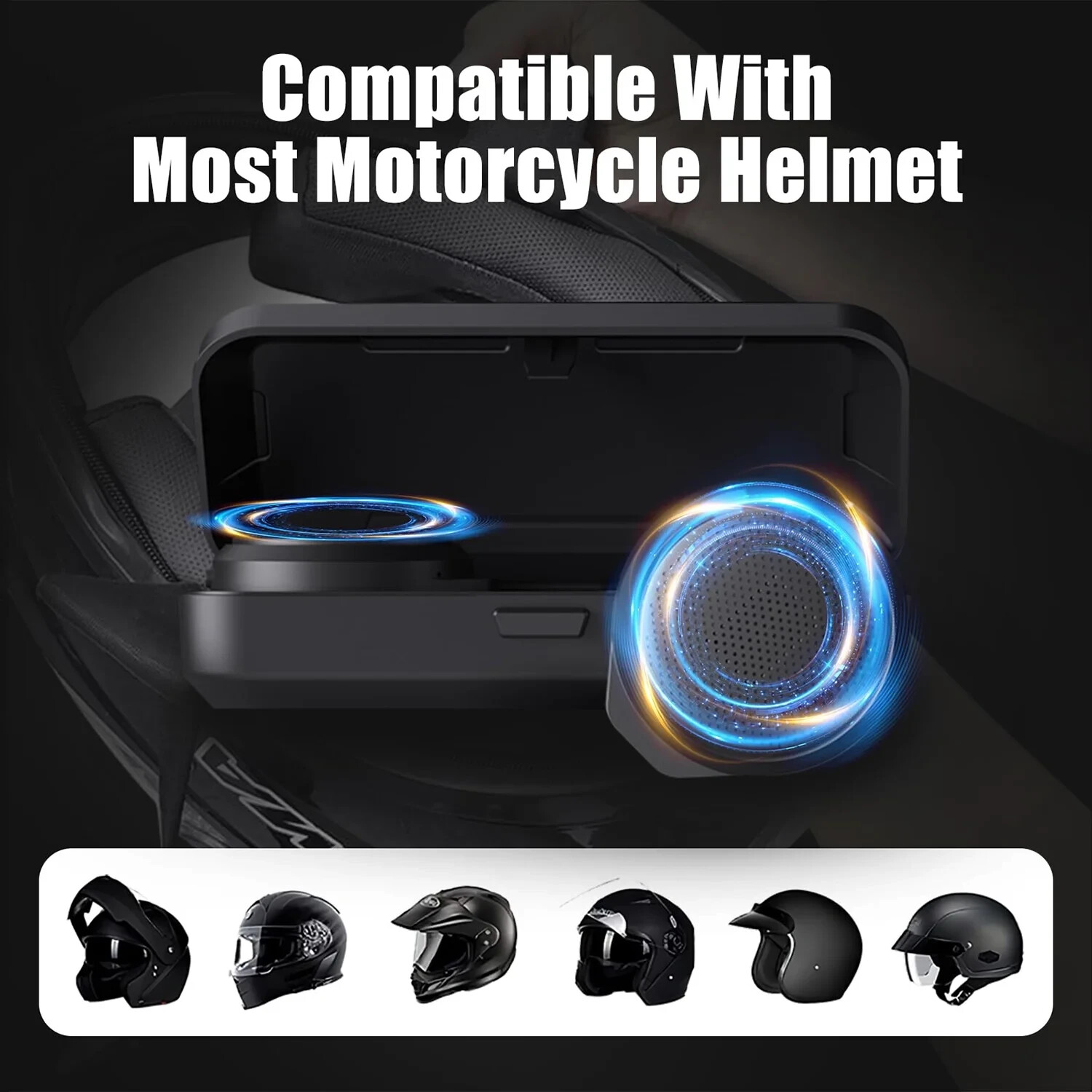 Motorcycle Wireless Headset with LED Digital Display Charging Case and Remote