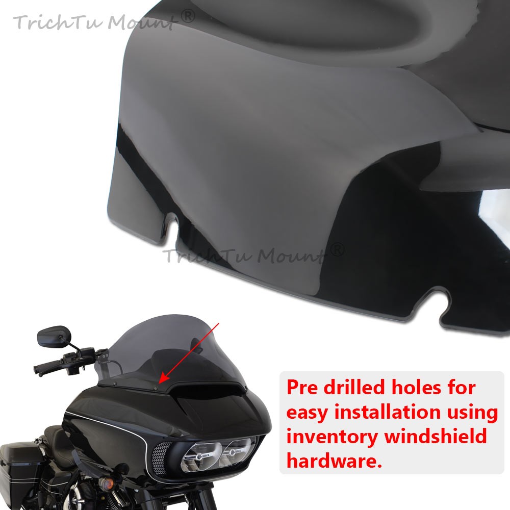 Black 13″ Wave Windshield Windscreen For Harley Road Glide FLTR FLTRX CVO 15-23