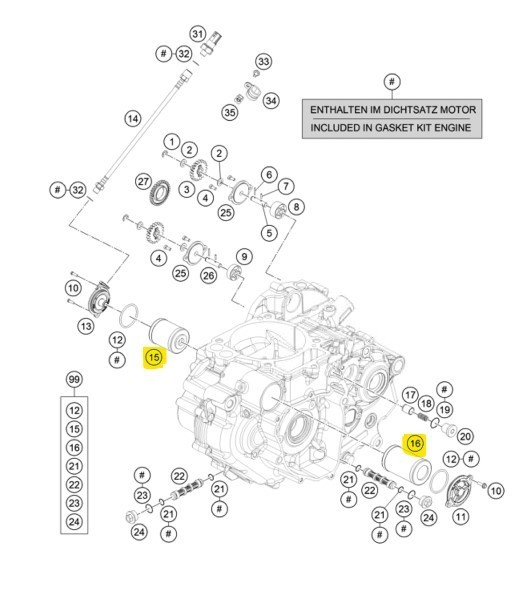 Husqvarna 701 KTM 690 Enduro Motorex Cross Power Synthetic Oil Change Kit 10W50