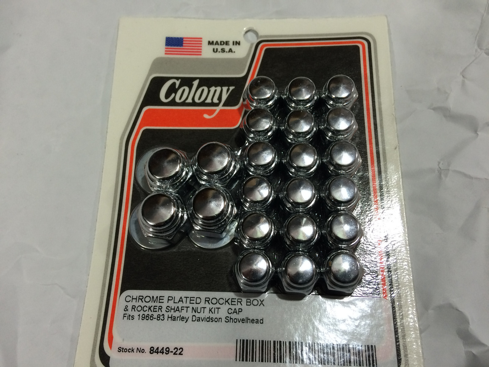 big twin 1966-83 rocker box & shaft nut kit chrome usa colony 6466 7753 7875