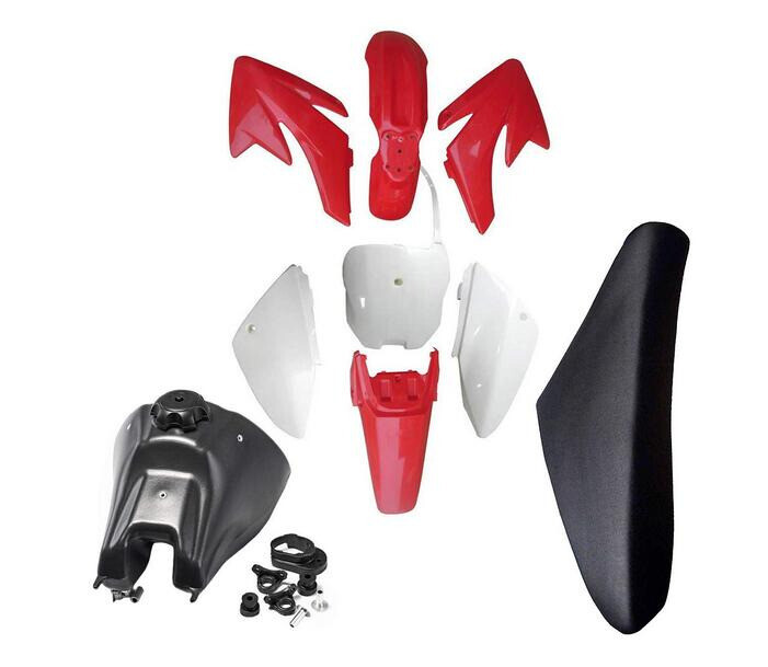 Red Plastics Fender Kit + Seat + Fuel Tank For Honda CRF70 XR70 CRF 70 Pit Bike
