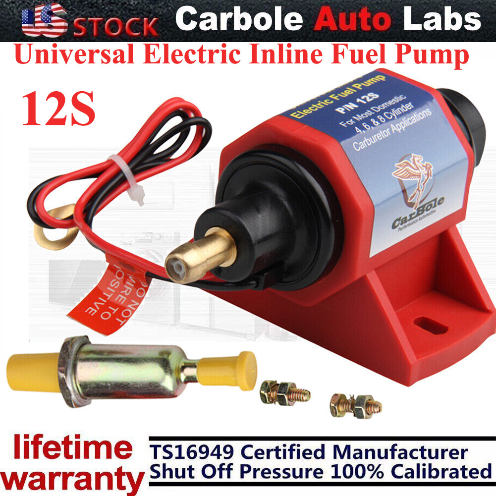Universal 12s Micro Electric Gas Fuel Pump 32 GPH 4-7 psi External w/ Carburetor
