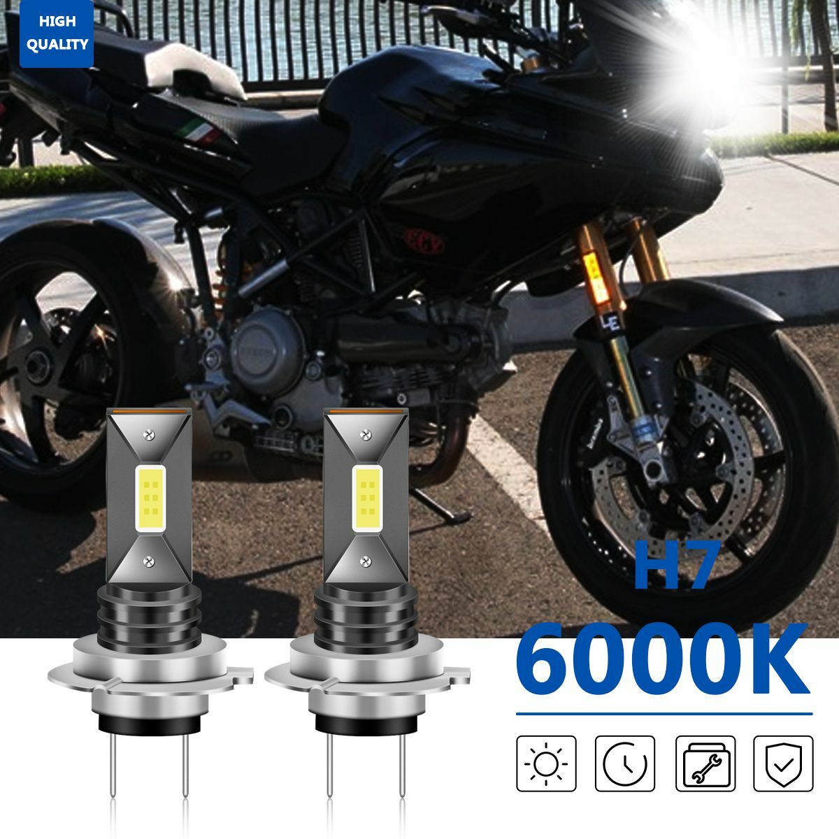 For Ducati Multistrada 620 1000 1100 LED Motorcycle Headlight 6000K White Bulbs