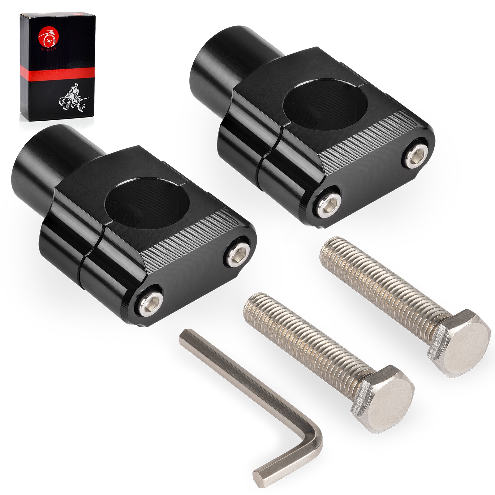 2X Black Motorcycle Handlebar Risers 1 Inch Aluminum Alloy Motorcycle Risers 1″