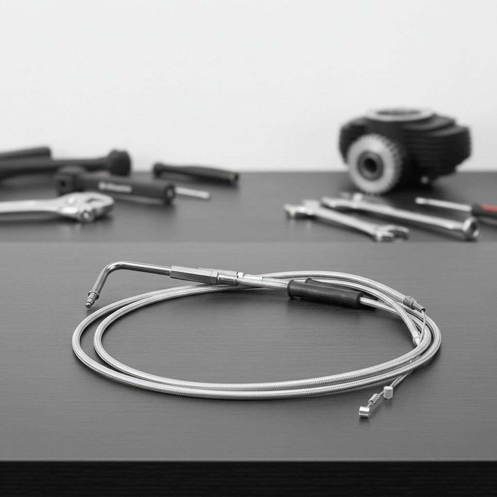 Chrome Finish 42″ Throttle and Idle Cables Kit – Compatible with Harley Models
