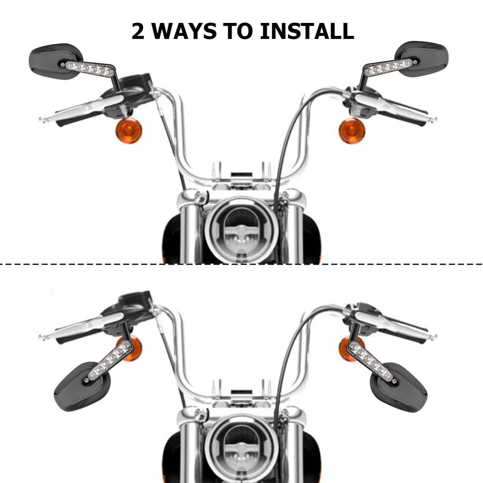 Motorcycle Mirrors w/LED Turn Signal For Harley Touring Street Glide Road Glide