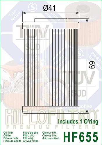Hiflofiltro HF655 Oil Filter 5 Pack KTM 250 XCF-W 4-Stroke, 250 XC-F