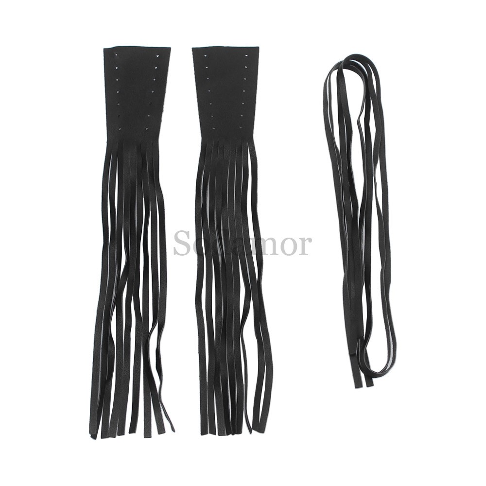 2PCS Universal Leather Brake Clutch Lever Fringe Long Tassels Grip For Harley