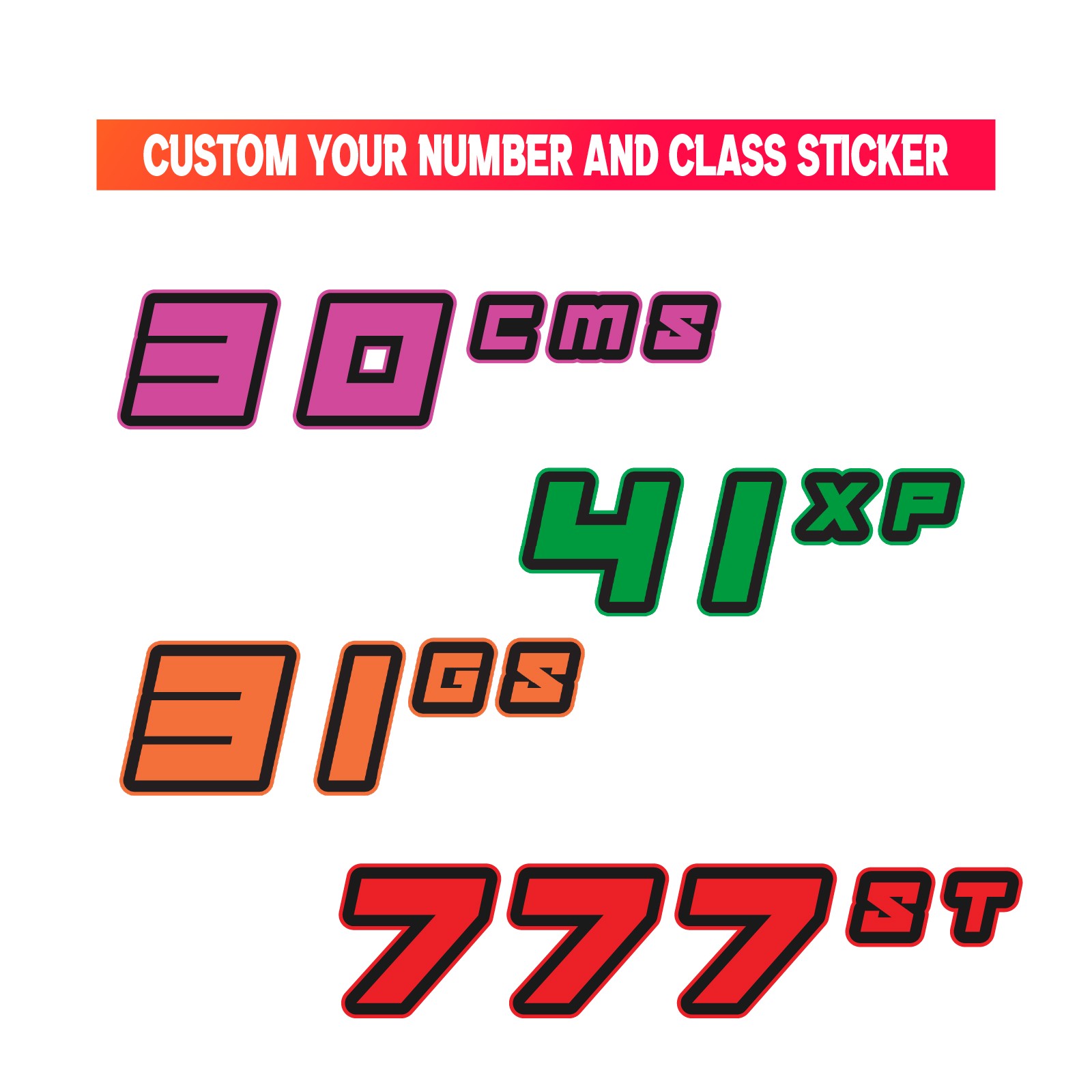 Custom SCCA Car Number Class Decal Sticker Magnet Glossy Matte 03 Italic Black
