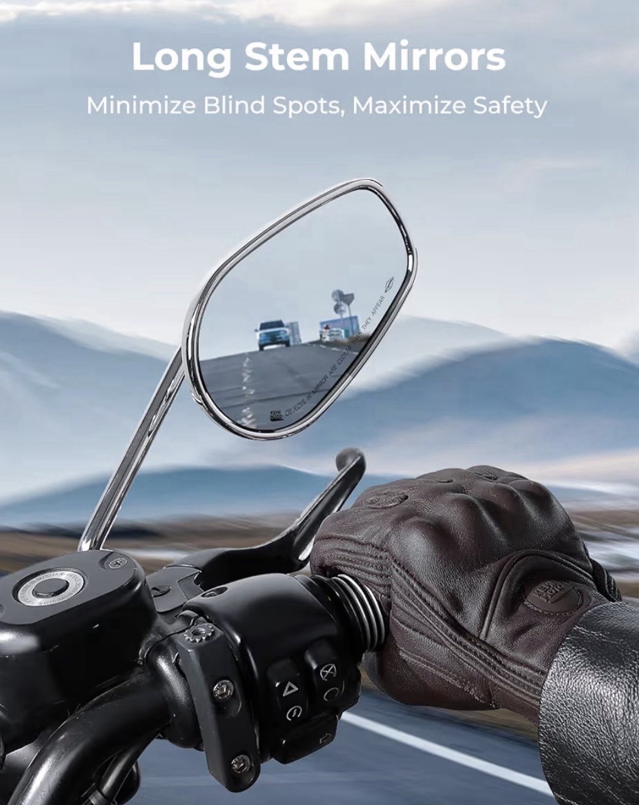 KEMIMOTO Motorcycle Mirrors M8 Rear View Side Handlebar Mirrors 360 Degree Adj.