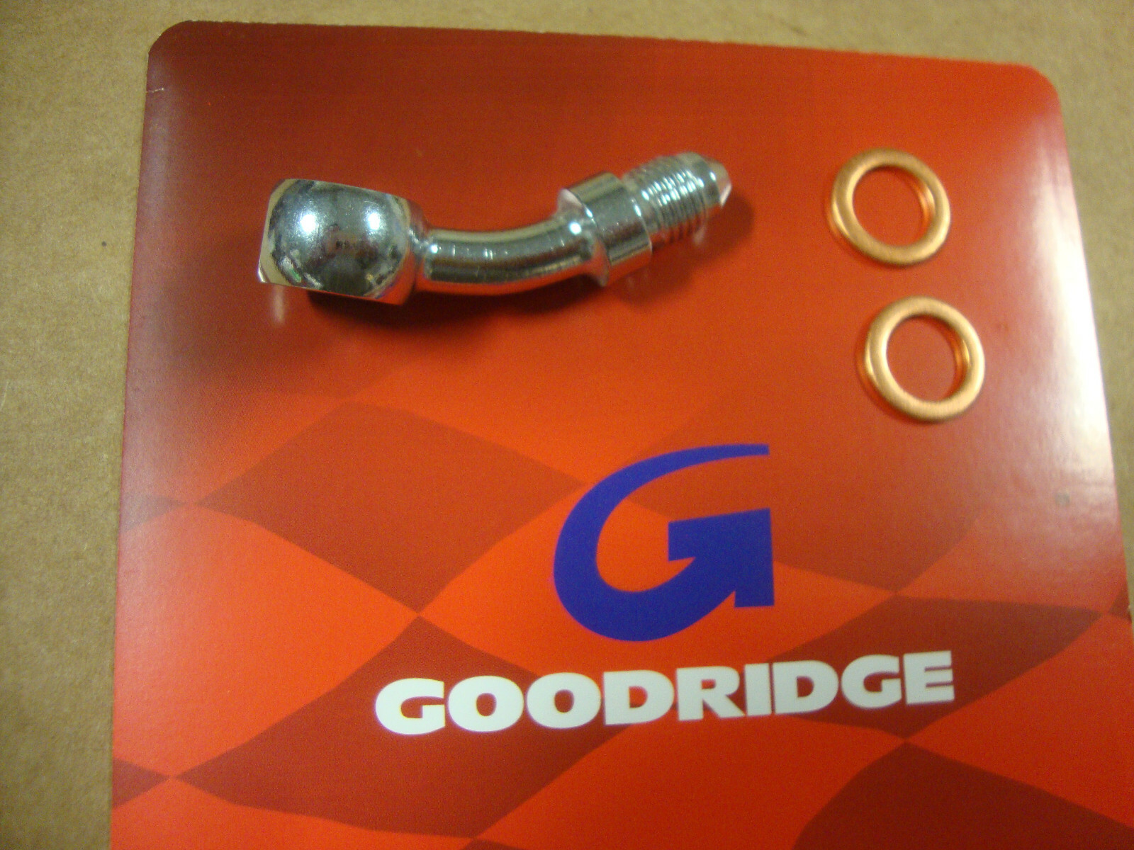 GOODRIDGE 10mm 3/8 35* BANJO FITTING SET BRAKE LINE CHROME BIG DOG AIH HARLEY