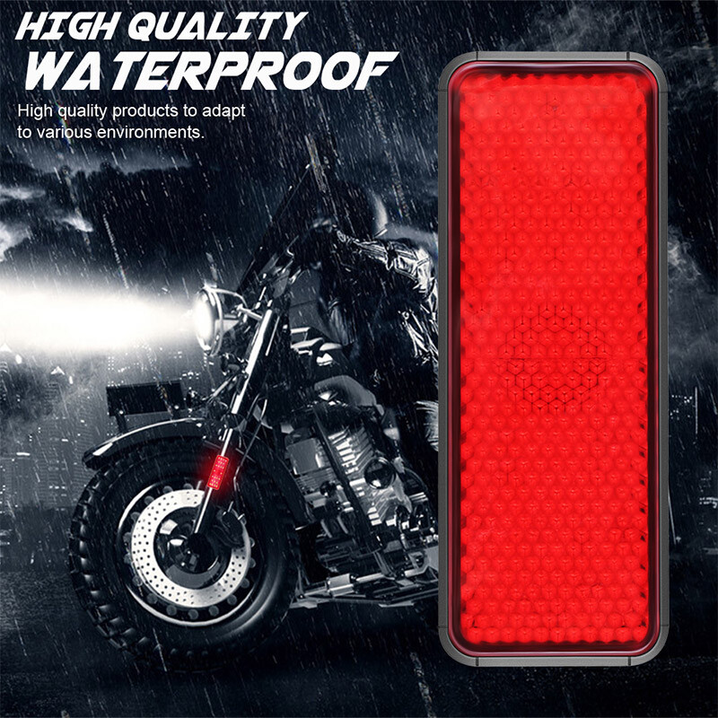 2X Motorcycle Rectangle 24 LED Reflector Stop Tail Brake Turn Signal Light Lamp