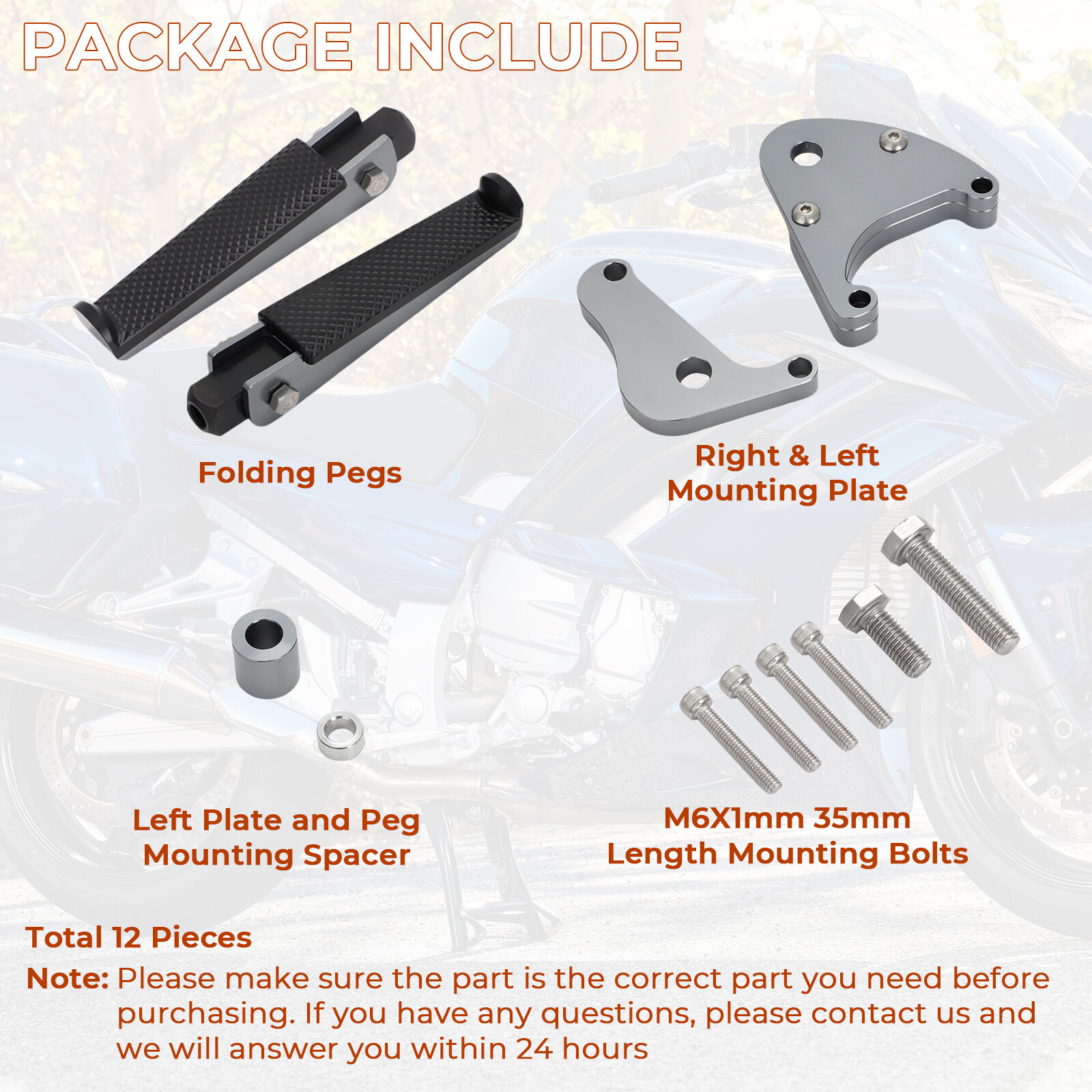 For Yamaha FJR1300 FJR1300A AE ES Mounting Plates & Folding Highway Foot Pegs US