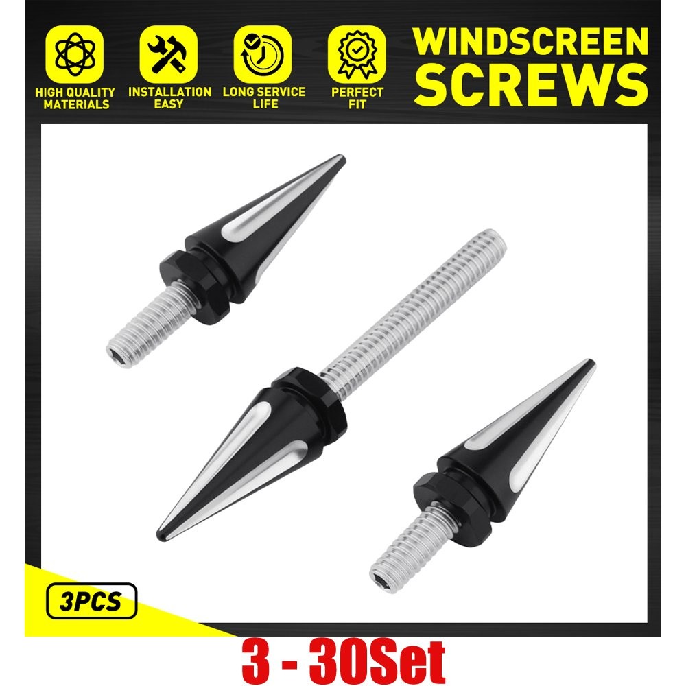 3-30x For Harley-Davidson Street Electra Glide Spike Windshield Bolt Black+White