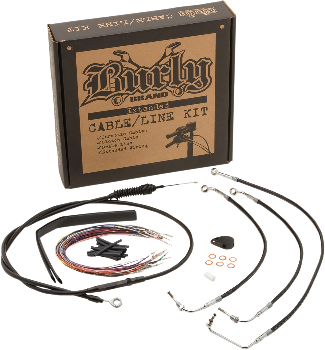 Burly 13″ Handlebar Black Brake Line Cable Kit 2014-2015 Harley Touring Non-ABS