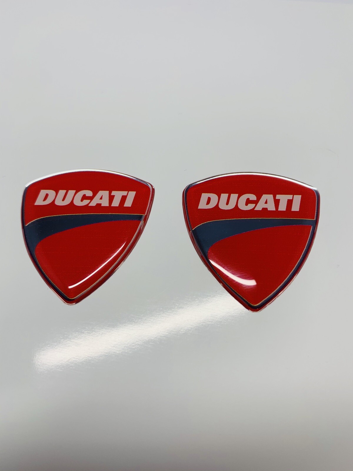(2)1.5″x1.5″ Ducati Red Motorcycles Big Bike Helmet 3D Decal Raised Domed Emblem