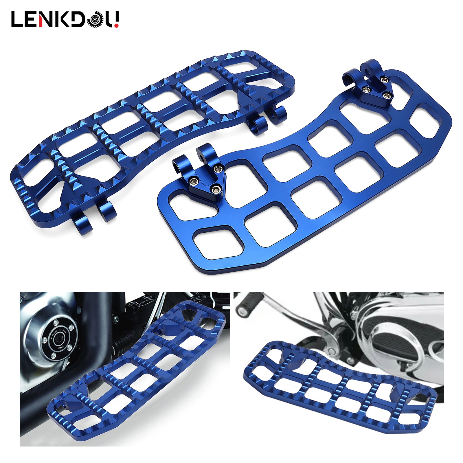For Harley Blue Floorboards Foot Pegs Shifter Pegs Touring Street Glide Softail