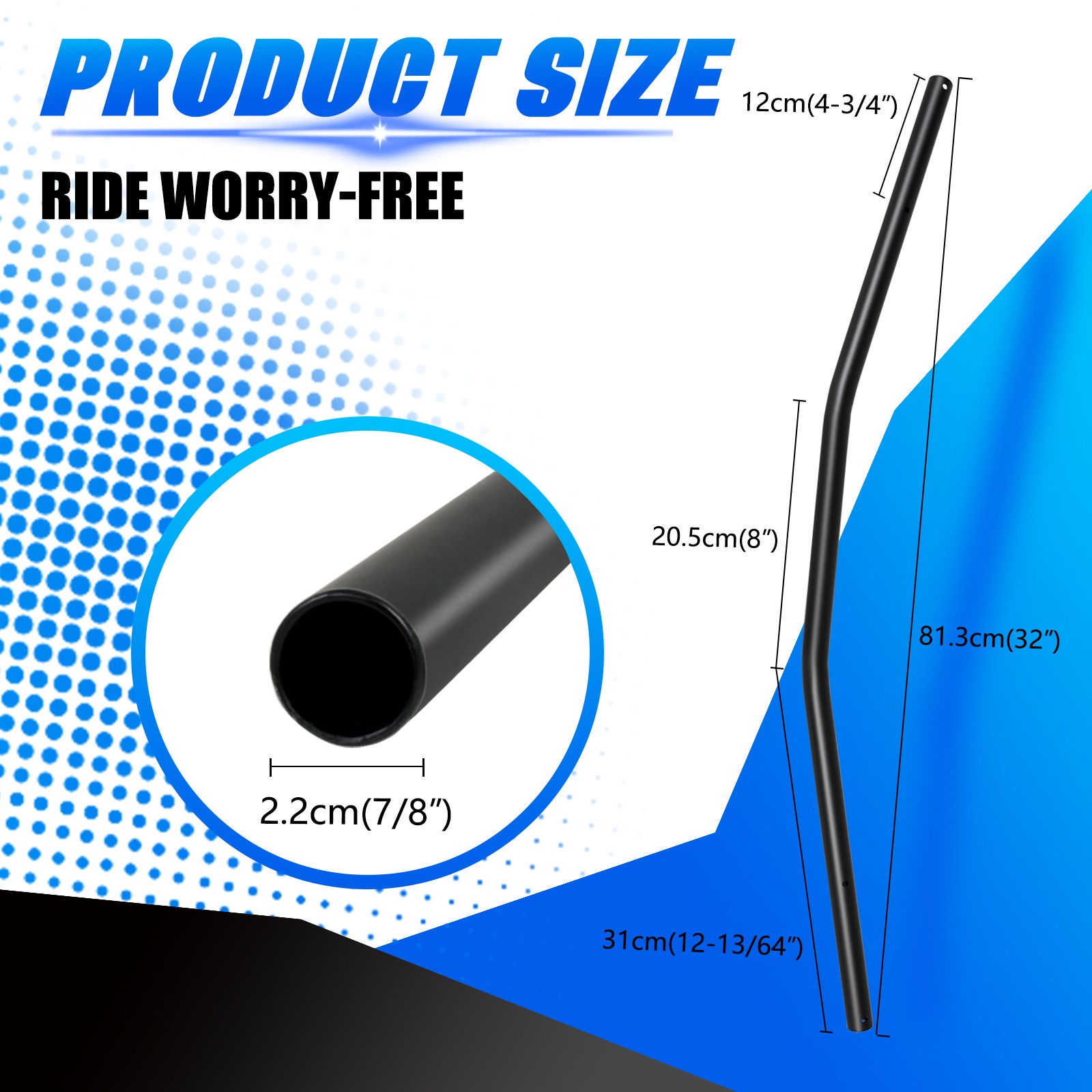 7/8″ 22mm Handlebar Drag Straight Bar Black Iron For Ducati Scrambler 1100 800