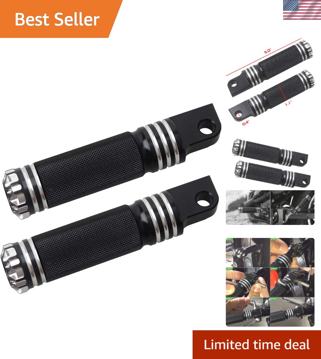Durable Aluminum Footrests with Anti-Slip Design for Harley Sportster & Dyna