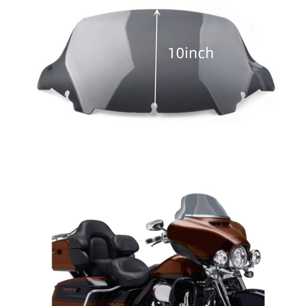 10.5″ Wave Smoke Windshield Windscreen For Harley Touring Street Glide 2014-2024