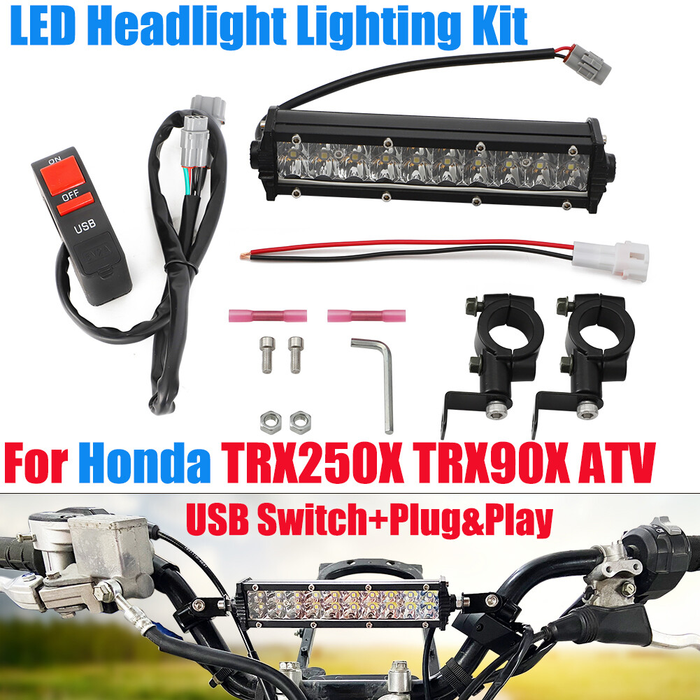 60W LED Headlight & Switch Plug and Play For HONDA TRX250X , TRX90X 1994-2022