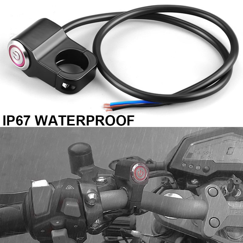 Motorcycle ATV Control Start Switch Momentary Horn Push Button Handlebar Mount