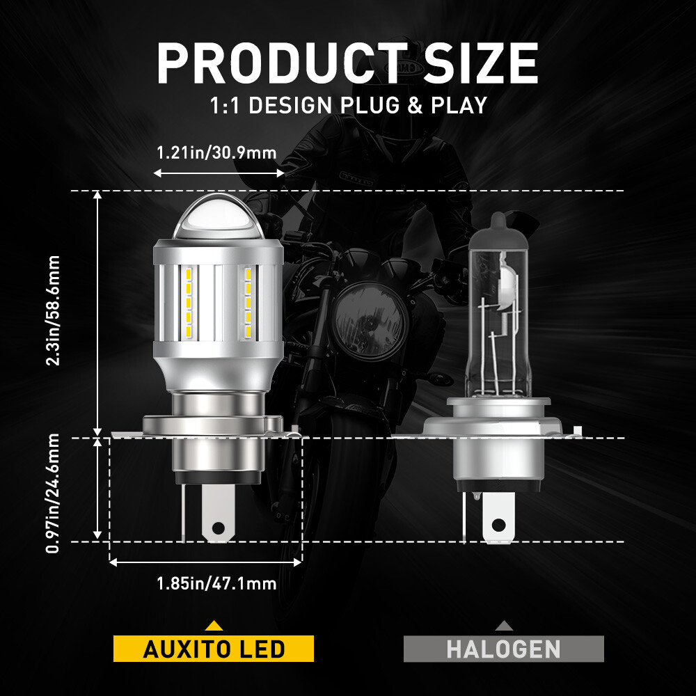 For Motorcycle H4 9003 LED Headlight Hi/Lo Beam Front Light Bulb Super Bright x1