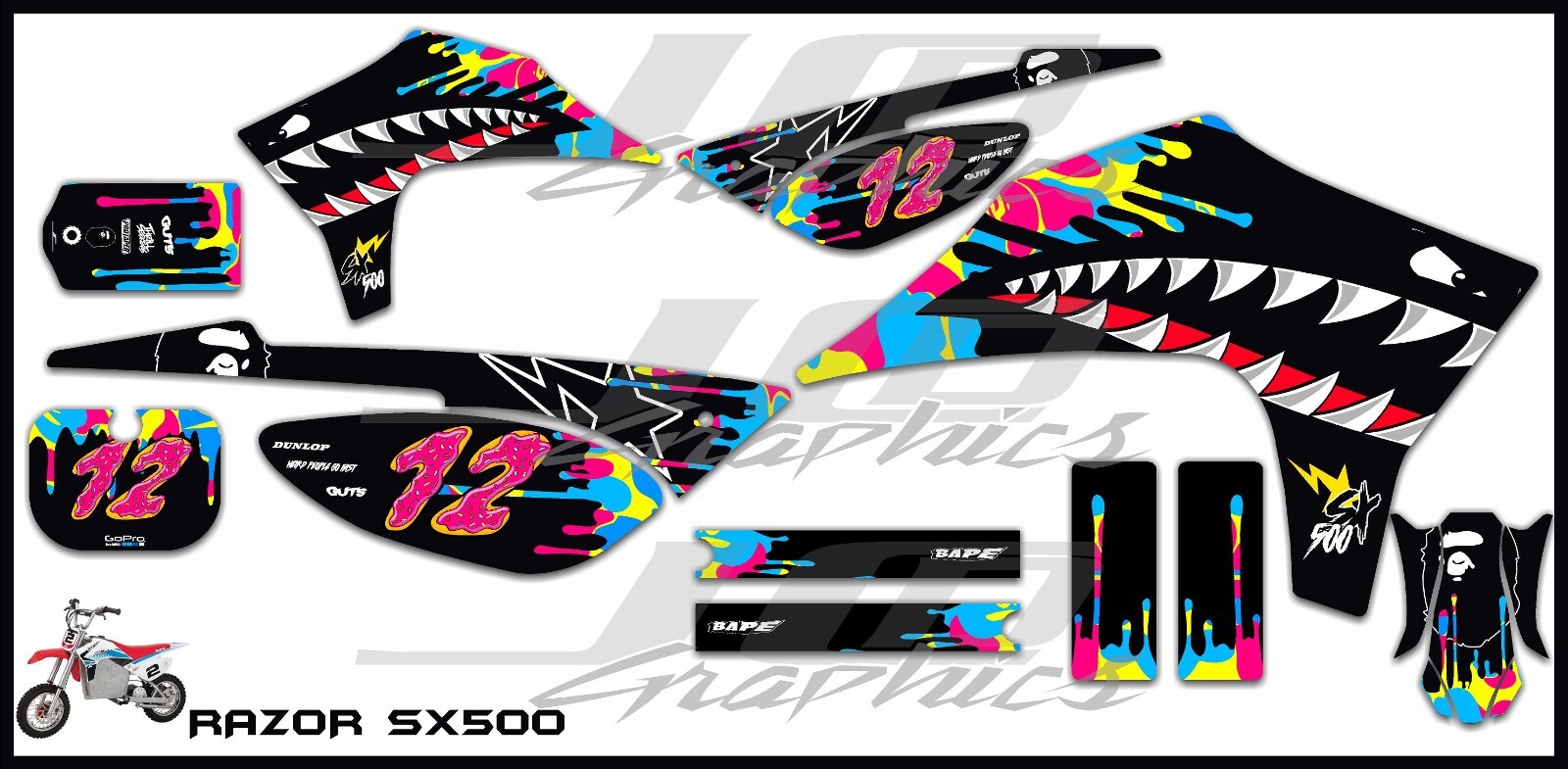 Razor SX500 graphics kit decals THICK AND HIGH GLOSS