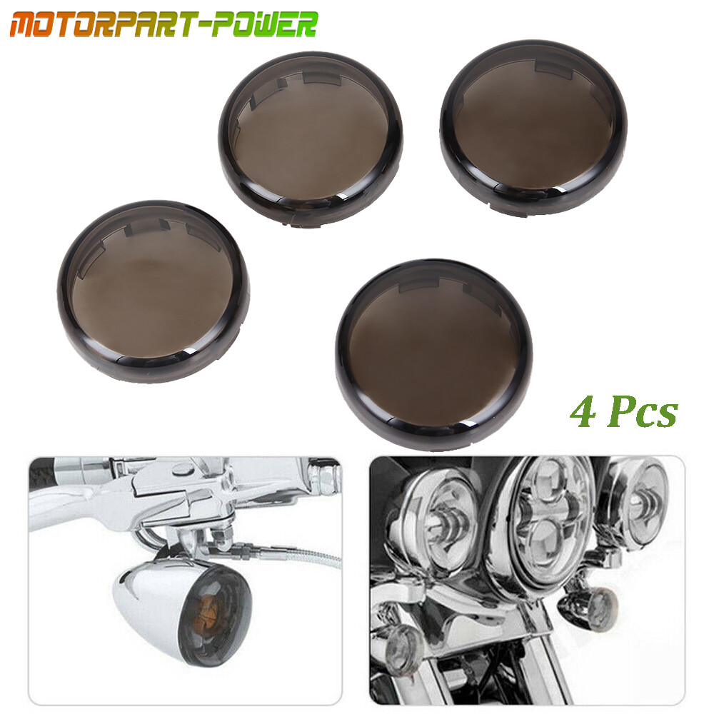 4pcs Smoke Turn Signal Lens Covers Kit Fit For Harley Bullet Dome Style Blinker