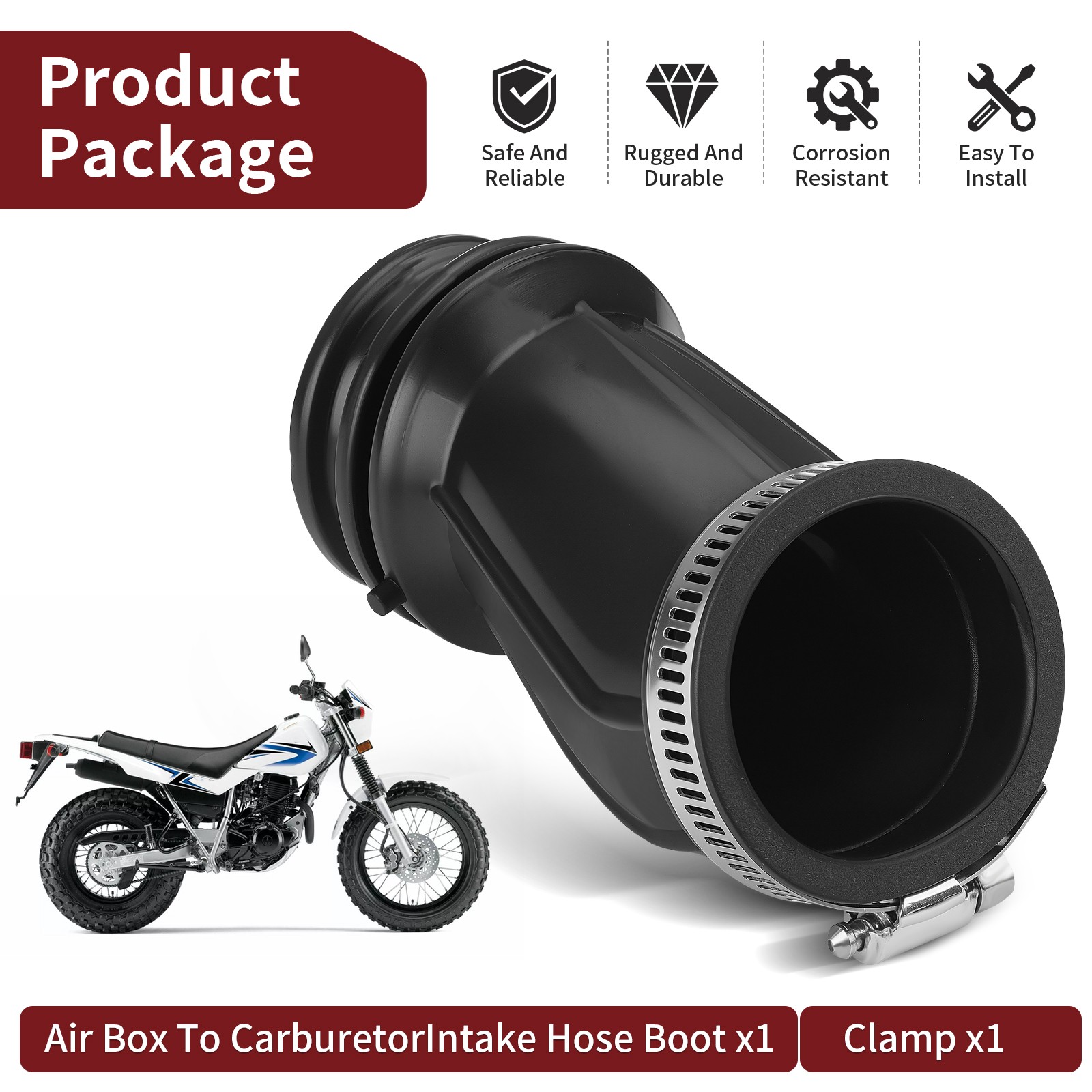 5LB-14453-11-00 FOR YAMAHA TW200, TW 200 CARBURETOR TO AIR BOX INTAKE BOOT, DUCT