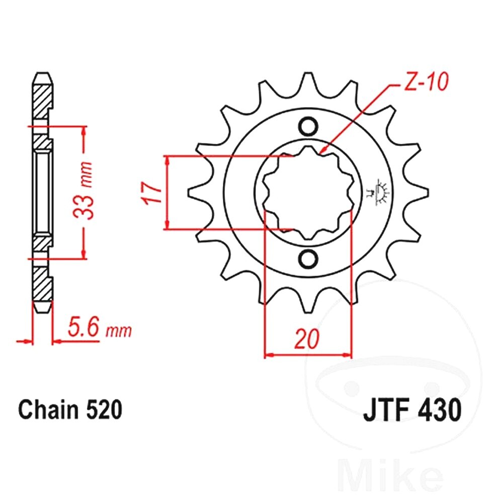 JT Front Sprocket 13 Tooth 520 Pitch JTF430.13 For Suzuki GT 250 E X7 X 80-81