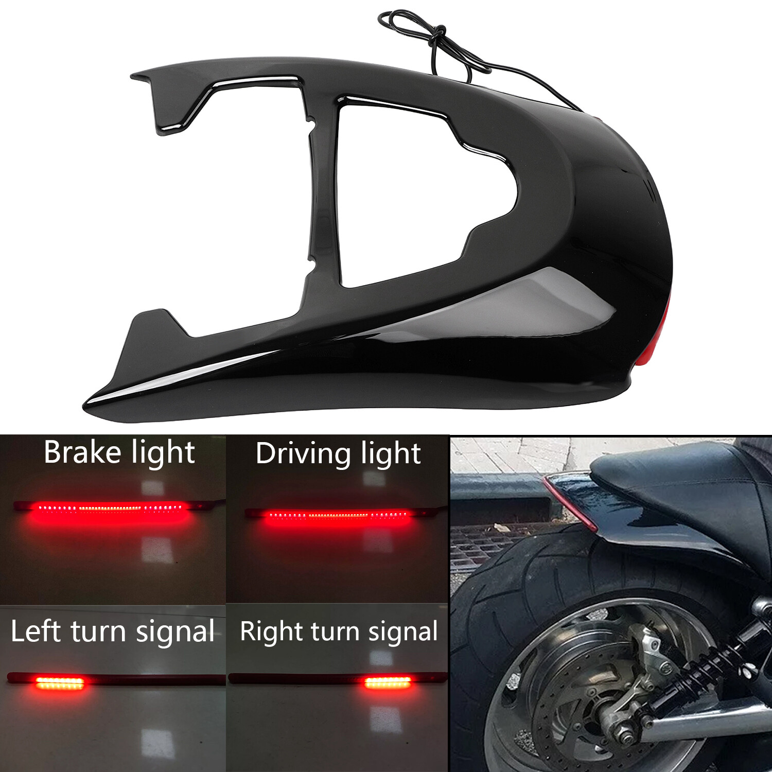 Rear Fender & Red Turn Brake Led For Harley V-Rod VRSC VRSCAW VRSCD VRSCAW 02-17