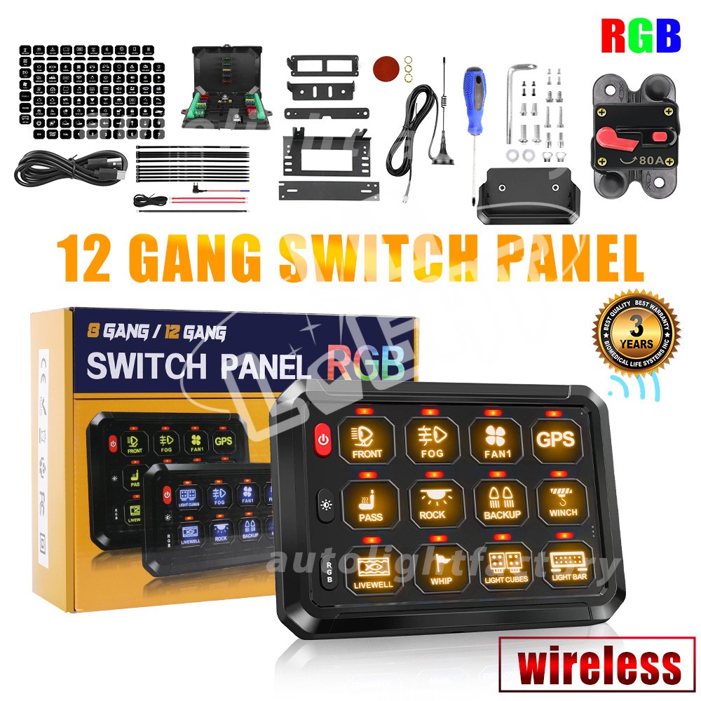 Colight Wireless RGB 12 Gang Switch Panel 12V 24V LED Circuit Control System Box