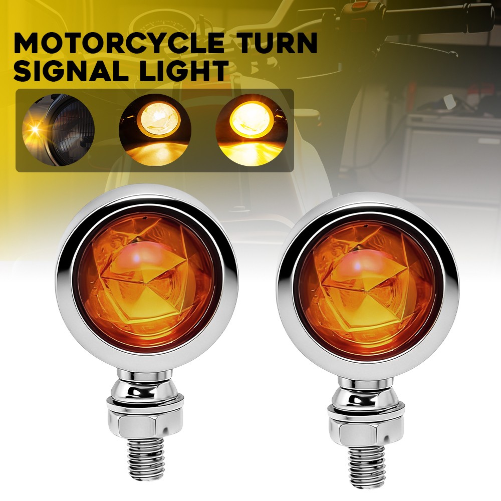 Motorcycle Bullet Turn Signal Blinker 3 Wires Indicator Lights 10mm Thread Amber