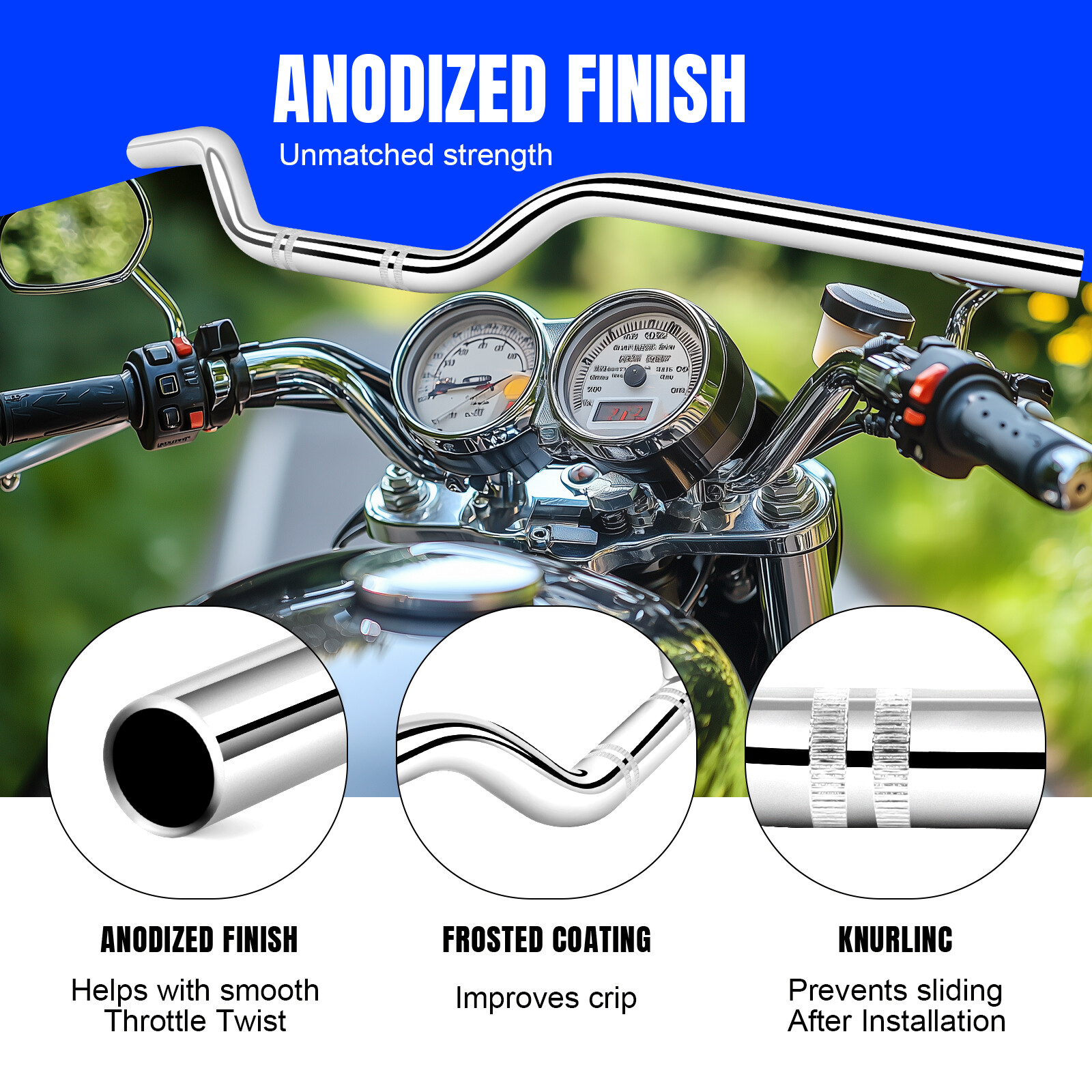 For Honda CB360 250 500 650 700 750 7/8″ 22mm Drag Handlebar Rise Tracker Chrome